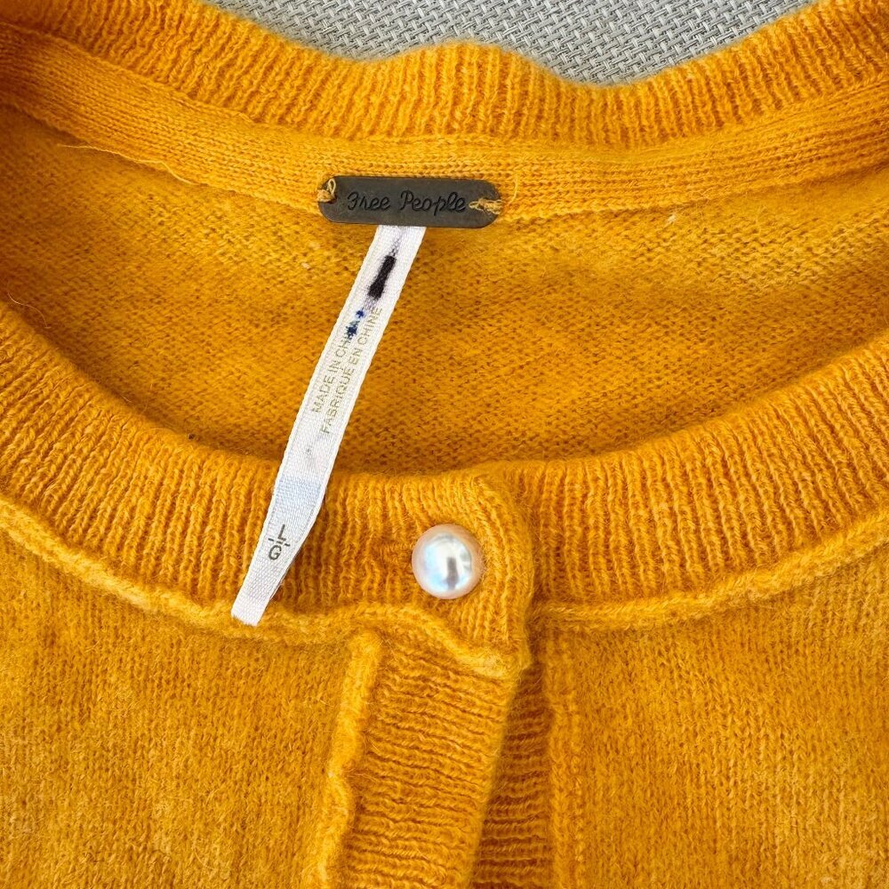 Free People Pearl Cashmere Sweater Cardigan Orange Large - Picture 4 of 7